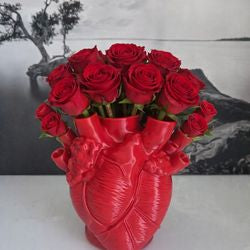 Red Anatomical Heart Vase Unique Decor